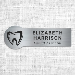 Porte-nom Logo de dentiste Cabinet dentaire Argent