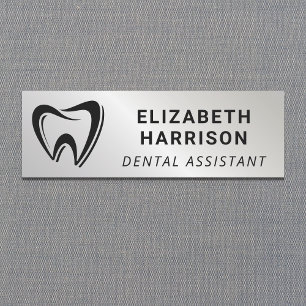 Porte-nom Logo de dentiste dentaire argent