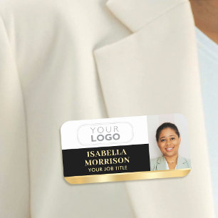 Porte-nom Logo de l'employé - ID photo Black Gold