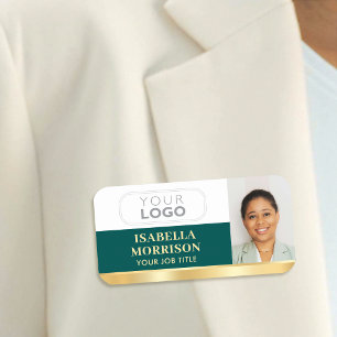 Porte-nom Logo de l'employé - ID photo Vert Or