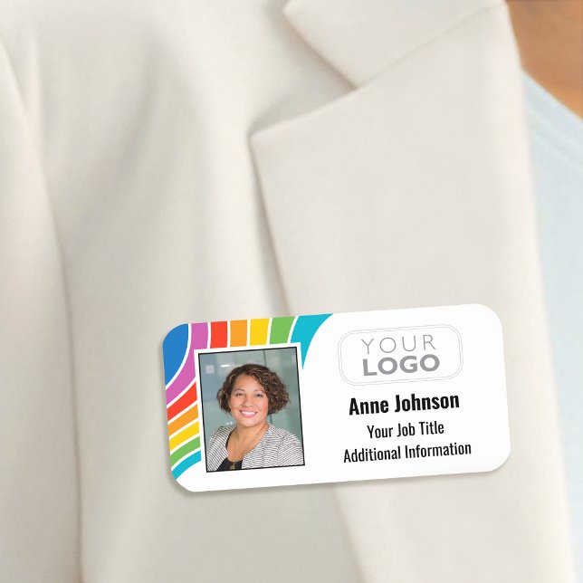 Porte-nom Logo de l'employé personnalisé - ID photo Couleurs (Créateur téléchargé)