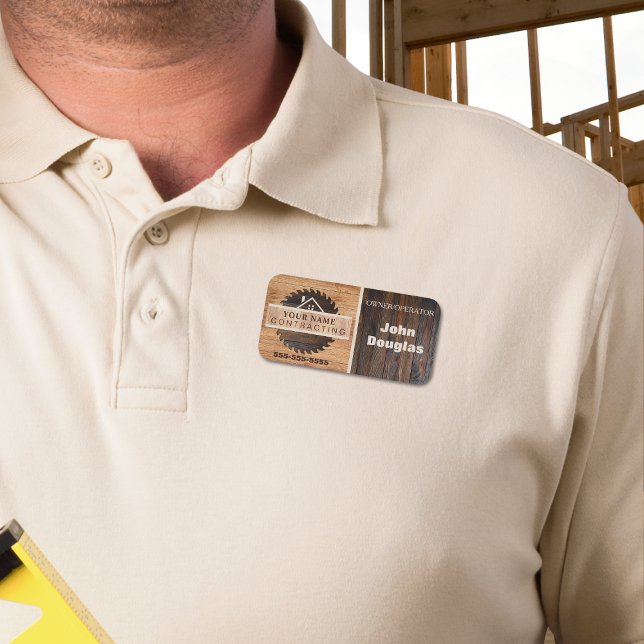 Porte-nom Logo de l'entrepreneur en tonalité de bois rustiqu (Créateur téléchargé)