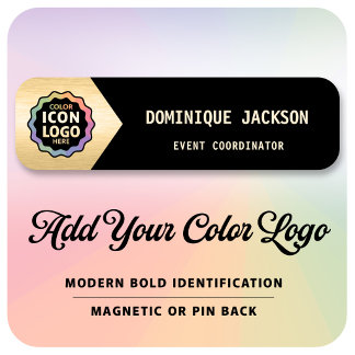 Porte-nom Logo de l'entreprise couleur noir or classique Che