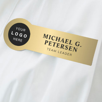 Porte-nom Logo de l'entreprise en faux or pour employé