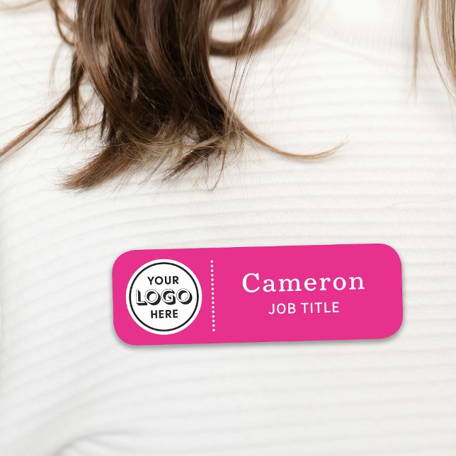 Porte-nom Logo de l'entreprise moderne employé rose chaud (Créateur téléchargé)