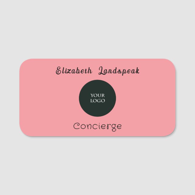 Porte-nom Logo de l'entreprise personnalisée Chic rose magné (Devant)