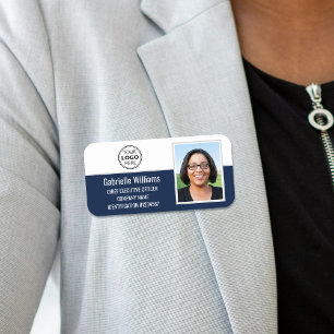 Porte-nom Logo de l'entreprise photo personnalisée Navy magn