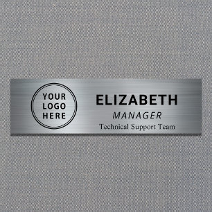 Porte-nom Logo de l'entreprise simple Silver