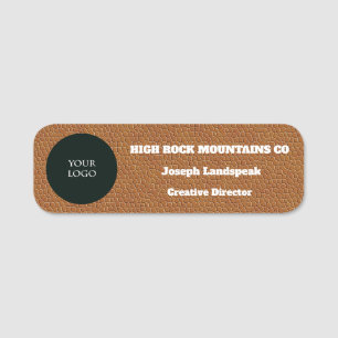 Porte-nom Logo de l'entreprise sur impression en cuir Brown