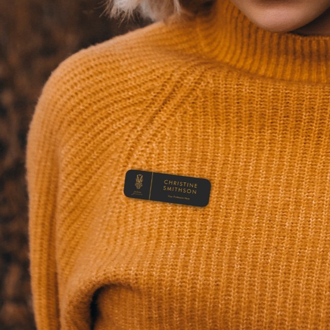Porte-nom Logo De Lingerie, Nom Et Titre Noir Classique (Créateur téléchargé)