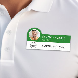 Porte-nom Logo de société moderne vert photo magnétique