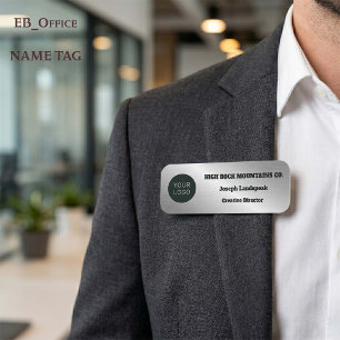 Porte-nom Logo d'employé commercial métallisé argenté
