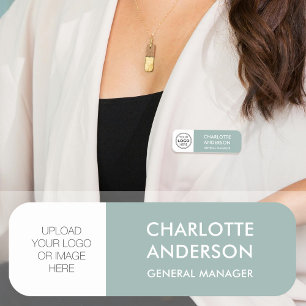 Porte-nom Logo d'employé personnalisé Vert sauge magnétique 