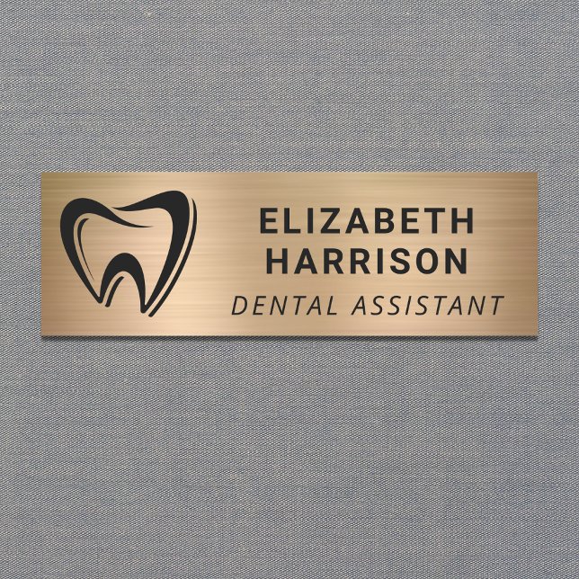 Porte-nom Logo dentiste Bureau dentaire Or (Créateur téléchargé)