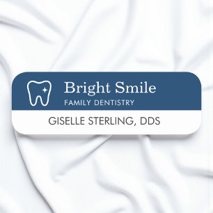Porte-nom Logo Dentiste Dents Bleu Marine Bureau Moderne