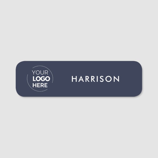 Porte-nom Logo d'entreprise Marine Blue Minimalist Employé (Devant)