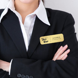Porte-nom Logo d'entreprise minimaliste Gold Safety Pin