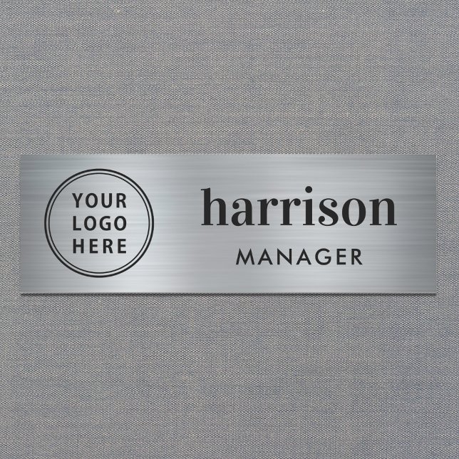 Porte-nom Logo d'entreprise moderne Silver (Créateur téléchargé)