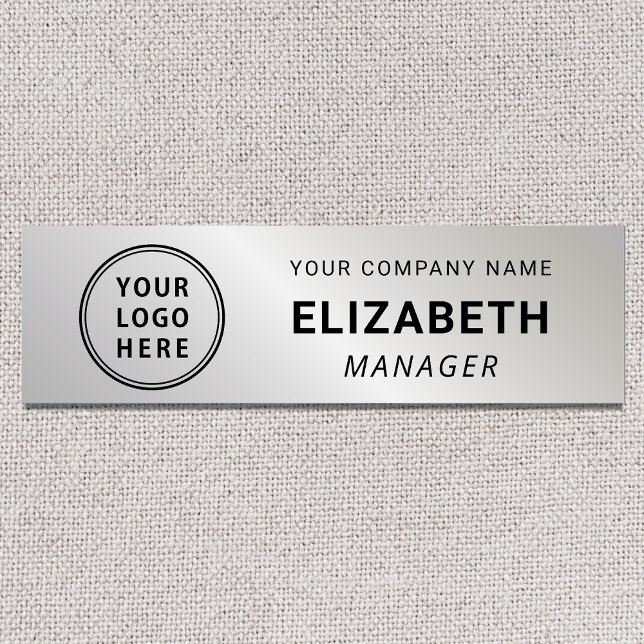 Porte-nom Logo d'entreprise moderne Silver (Créateur téléchargé)
