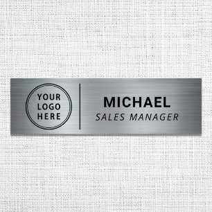 Porte-nom Logo d'entreprise moderne Silver