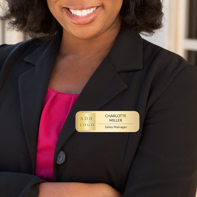 Porte-nom Logo d'entreprise or employé moderne (Créateur téléchargé)