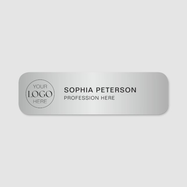 Porte-nom Logo d'entreprise Personnel employé Argent métalli (Devant)