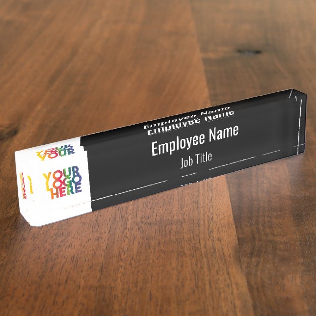 Porte-nom Logo d'entreprise simple en noir blanc (Taille)