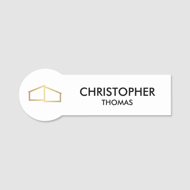 Porte-nom Logo d'habitation moderne Immobilier, Realtor Blan (Devant)