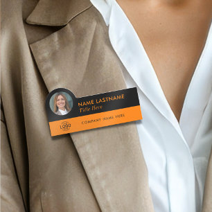Porte-nom Logo d'identification photo moderne Orange noir em