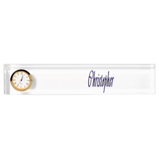 Porte-nom Logo du nom de Christopher bleu, (Devant)