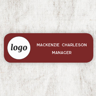 Porte-nom Logo Employé Entreprise Rouge foncé