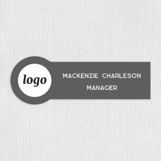 Porte-nom Logo Employé Personnel Ardoise Grise Magnétique ou