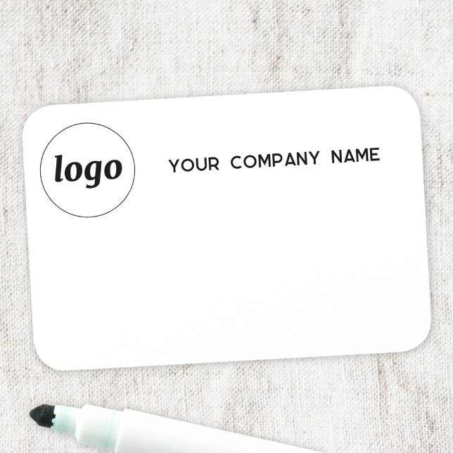 Porte-nom Logo Employee Staff Magnetic or Pin Dry Erase (Simple logo with custom text business branding promotional dry erase name tag)