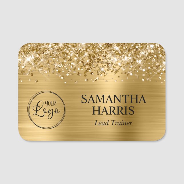 Porte-nom Logo Glittery Gold Foil (Devant)