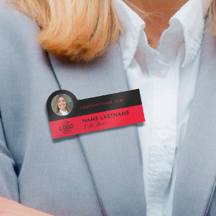 Porte-nom Logo ID photo élégant élégant rouge noir affaires