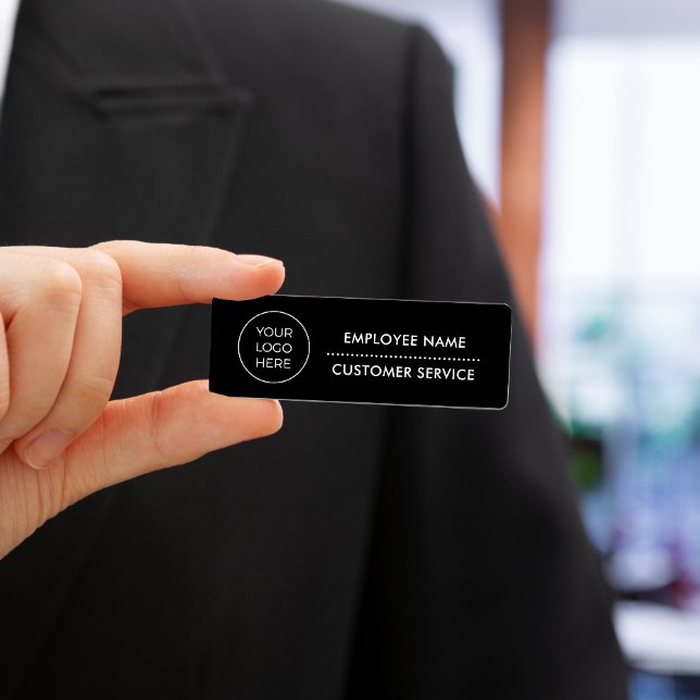 Porte-nom Logo noir moderne personnalisé (Créateur téléchargé)