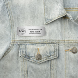 Porte-nom Logo personnalisé Arrière - plan gris flou