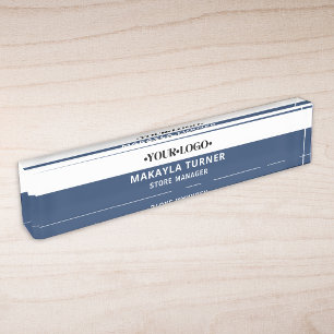 Porte-nom Logo personnalisé bleu