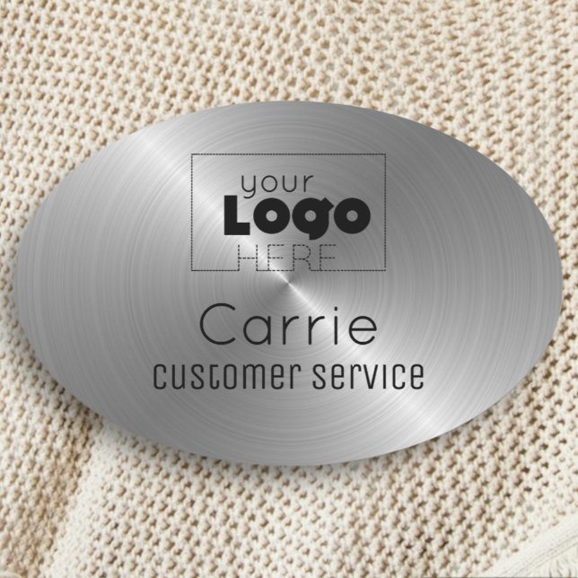 Porte-nom Logo Personnalisé Brossé Personnel Argent Métalliq (Créateur téléchargé)