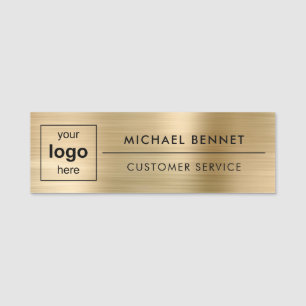 Porte-nom Logo Personnalisé Élégant Gold Professionnel
