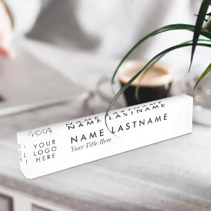 Porte-nom Logo personnalisé Élégant Simple Minimaliste Blanc