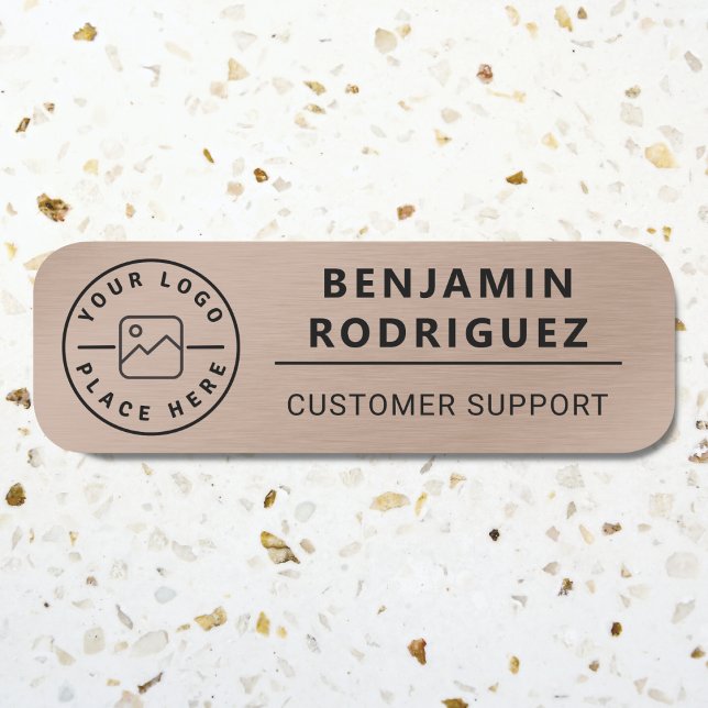 Porte-nom Logo personnalisé Employé Faux magnétiques Bronze (Custom Logo Employee Magnetic Faux Bronze Name Tag)