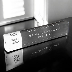 Porte-nom Logo Personnalisé Executive Black Professional