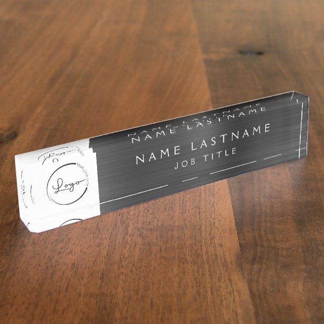 Porte-nom Logo Personnalisé Executive Black Professional (Taille)