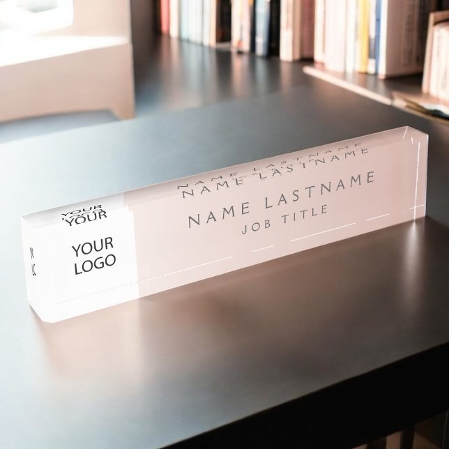 Porte-nom Logo Personnalisé Executive Blush Pink Professiona (Créateur téléchargé)