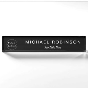 Porte-nom Logo Personnalisé Executive Professional Noir