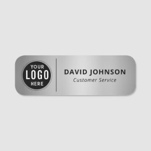 Porte-nom Logo personnalisé Faux métallisé argent Service cl