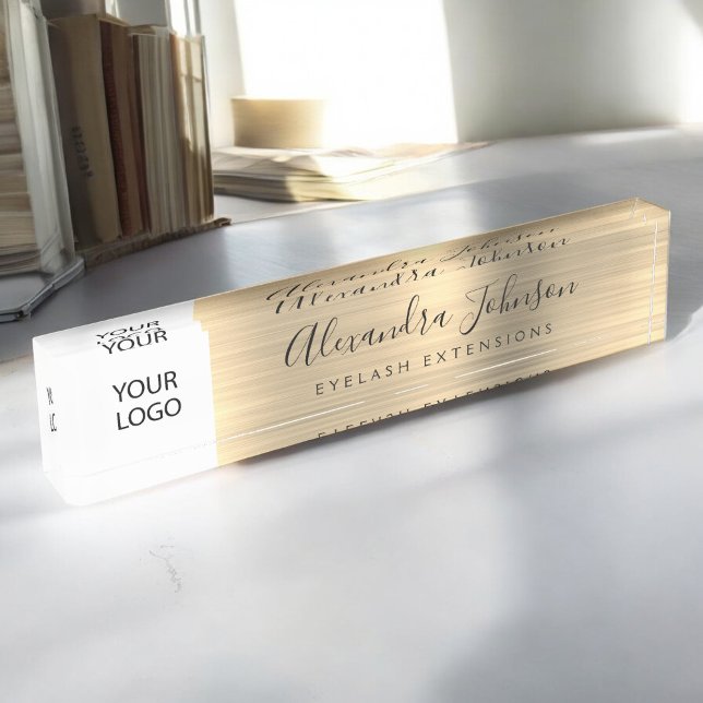 Porte-nom Logo Personnalisé Gold Lashes Eyelash Extensions (Créateur téléchargé)