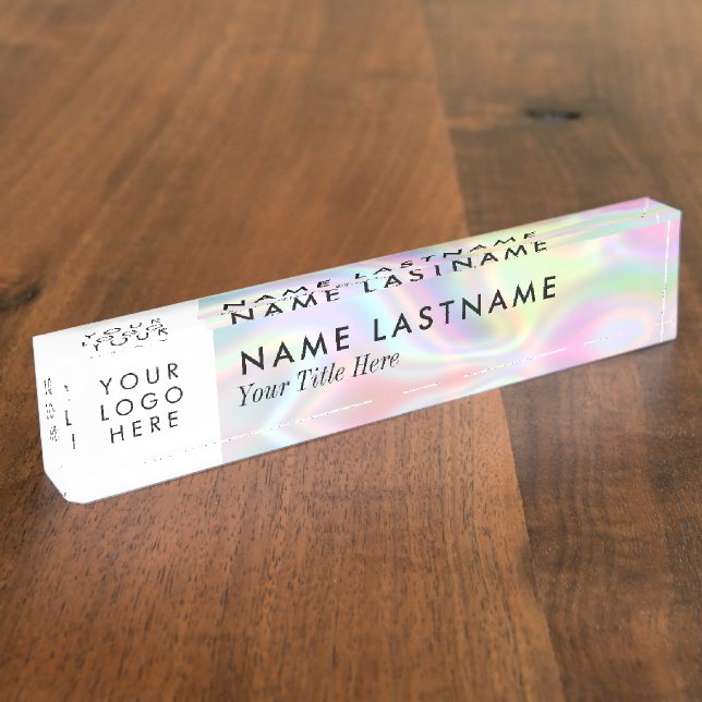 Porte-nom Logo Personnalisé Holographie Pastel Couleurs Mode (Taille)