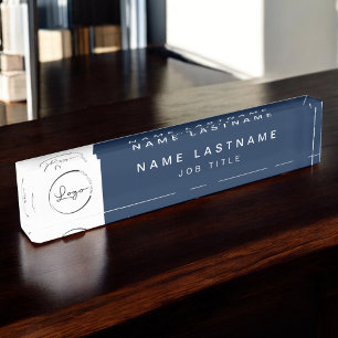 Porte-nom Logo Personnalisé Marine Blue Elegant Professionne